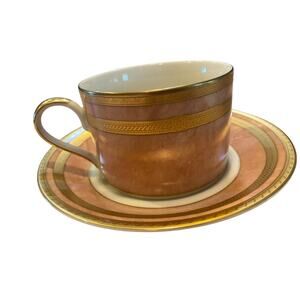 Mikasa Coral Florentine Setncup Saucer Gold Trim Japan Fine China Set Of two